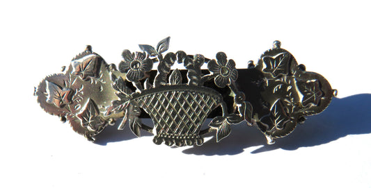 Antique Victorian Sterling Silver Floral Brooch Hallmarked Birmingham 1898