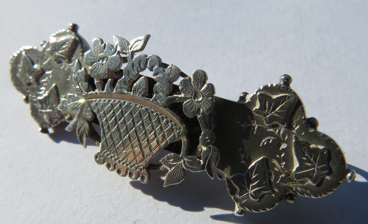 Antique Victorian Sterling Silver Floral Brooch Hallmarked Birmingham 1898