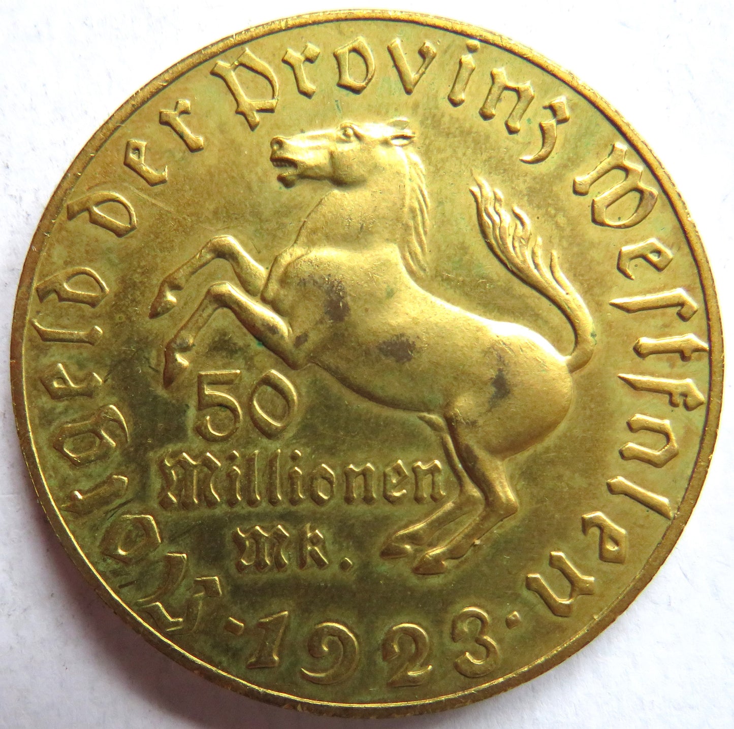 1923 German Province of Westphalia 50 Million Mark Hyperinflation Coin