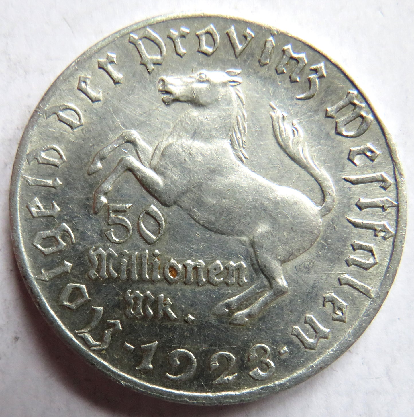 1923 German Province of Westphalia 50 Million Mark Hyperinflation Coin