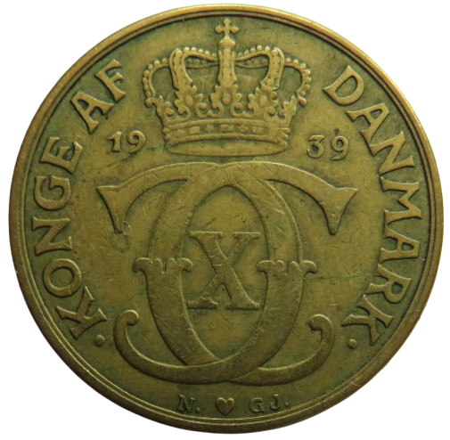 1939 Denmark 2 Kroner Coin
