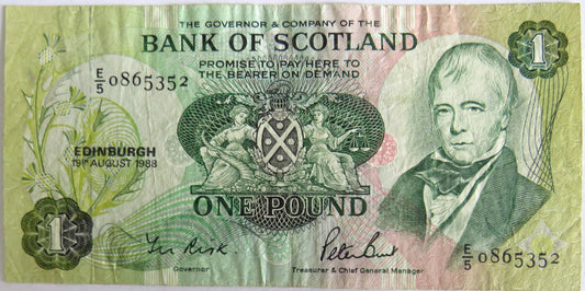 1988 Bank of Scotland £1 One Pound Banknote