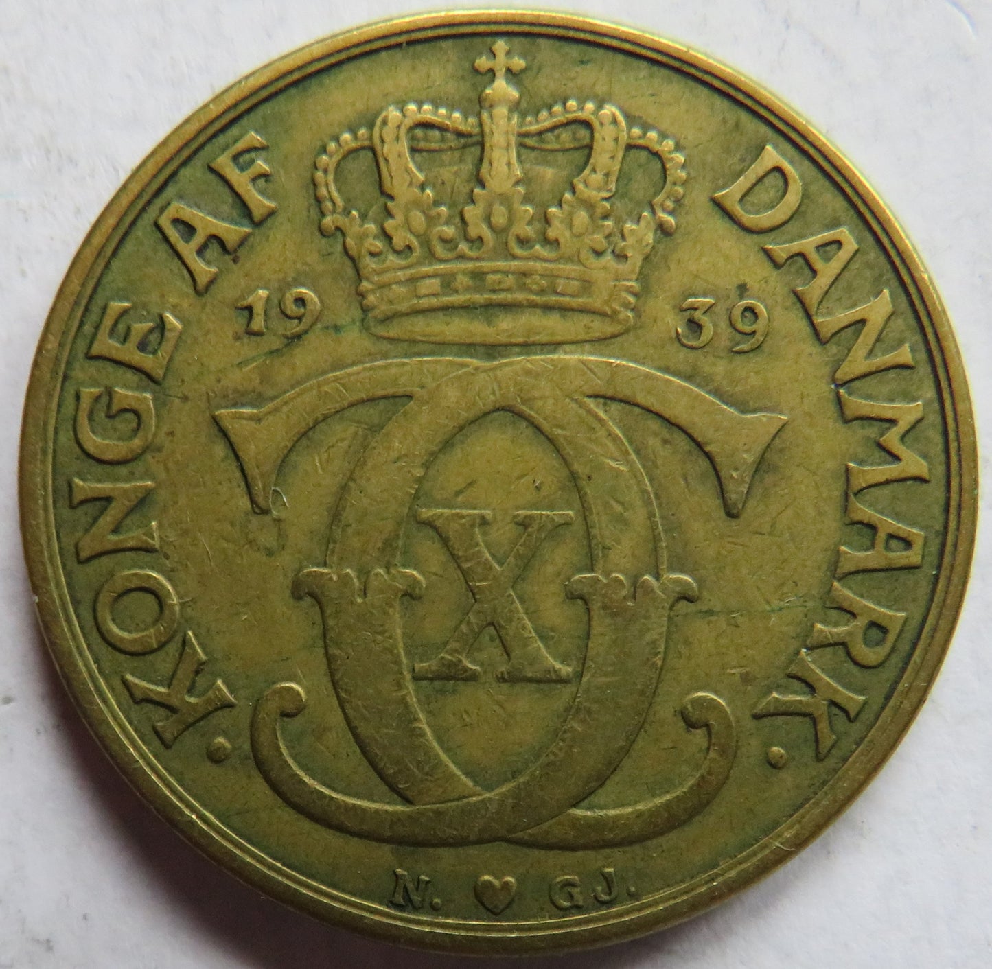 1939 Denmark 2 Kroner Coin