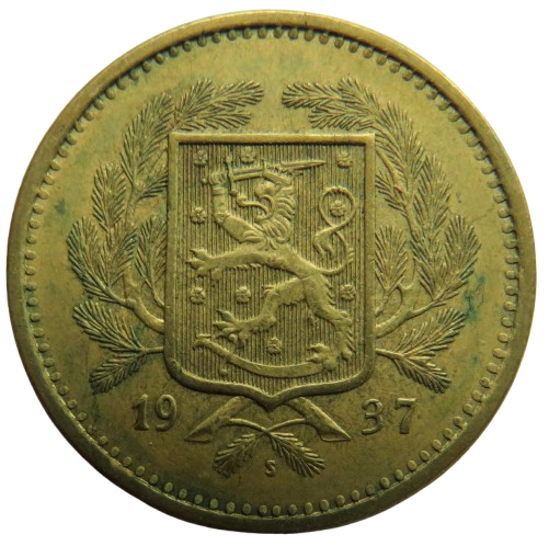 1937 Finland 20 Markkaa Coin