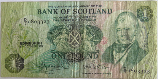 1979 Bank of Scotland £1 One Pound Banknote