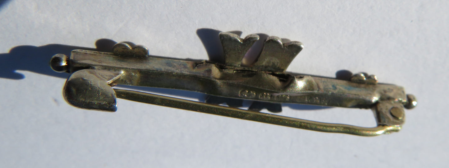 Antique Victorian Ladies Sterling Silver "N" Brooch Hallmarked Birmingham 1890's