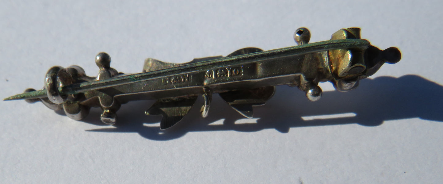 Antique Ladies Sterling Silver Brooch Bow & Floral Design Hallmarked Birmingham 1913