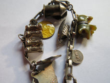 Load image into Gallery viewer, Vintage Silver Charm Bracelet With 11 Charms
