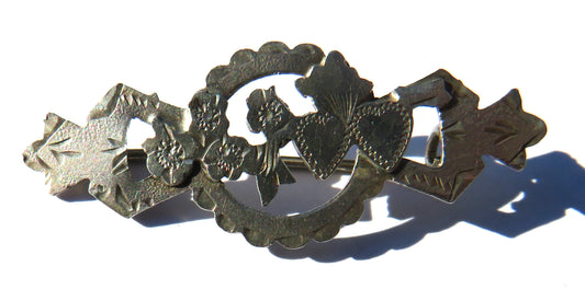 Antique Sterling Silver Floral Brooch Hallmarked Birmingham 1918