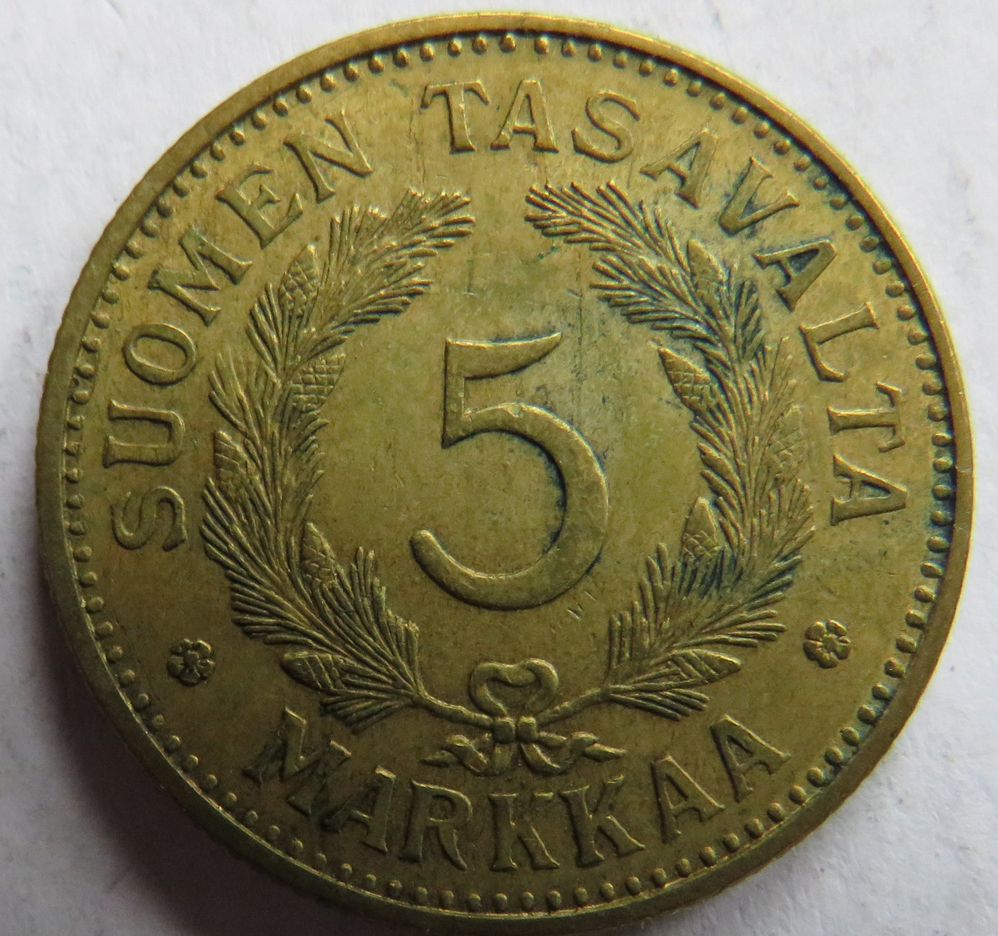 1942 Finland 5 Markkaa Coin