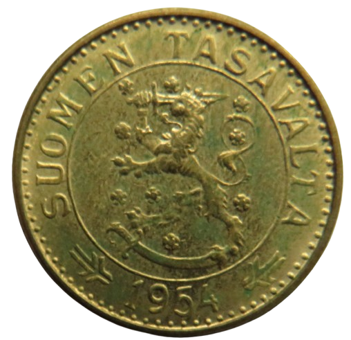 1954 Finland 20 Markkaa Coin