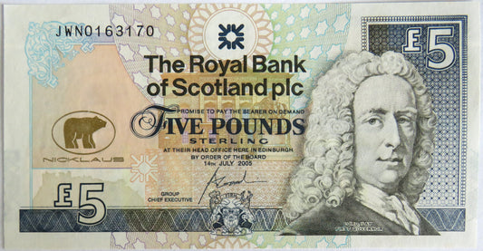 2005 The Royal Bank of Scotland £5 Five Pound Banknote Jack Nicklaus In Pack