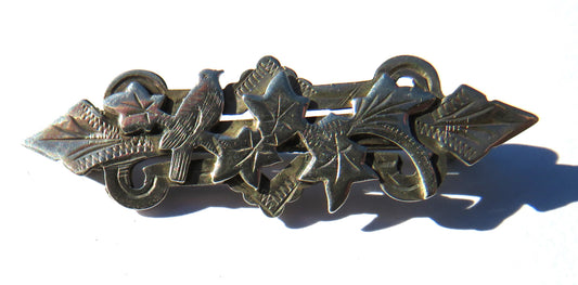 Antique Ladies Sterling Silver Bird & Leaves Brooch Hallmarked Birmingham 1901