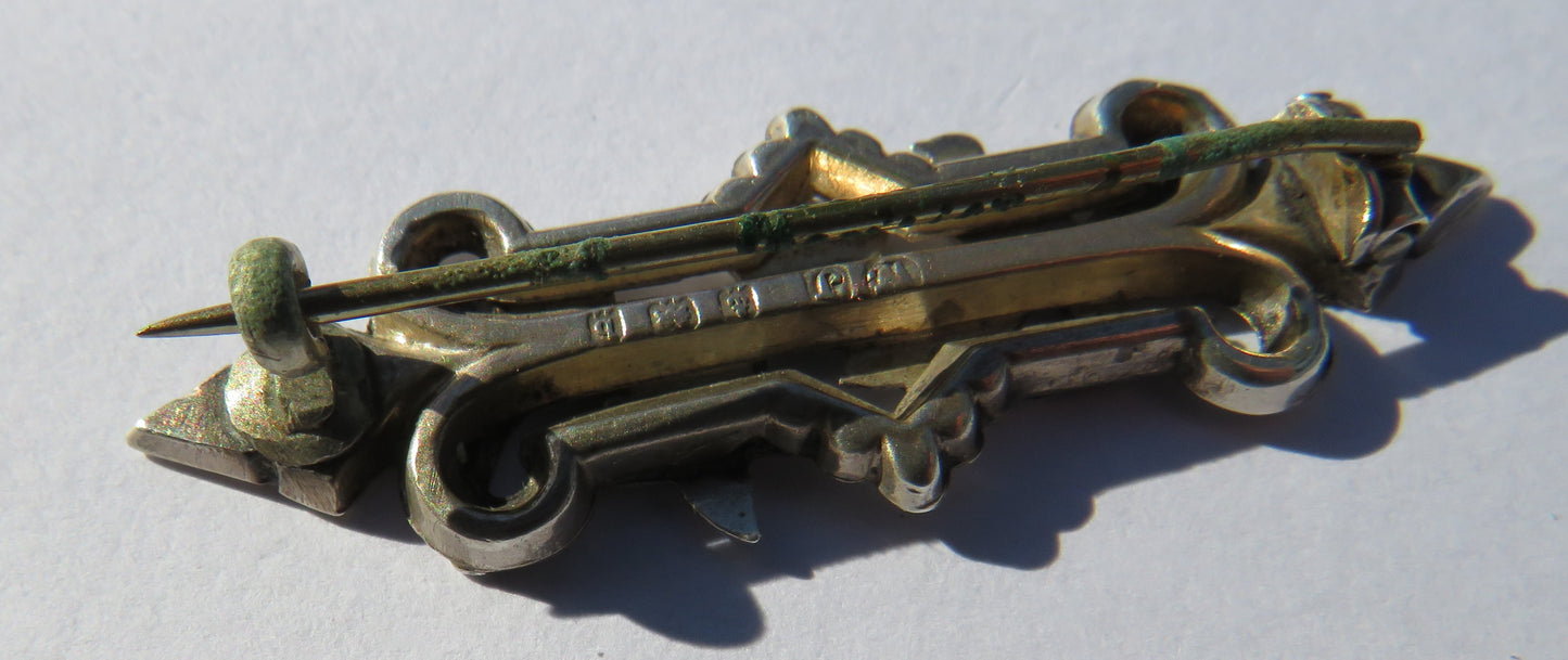 Antique Ladies Sterling Silver Bird & Leaves Brooch Hallmarked Birmingham 1901