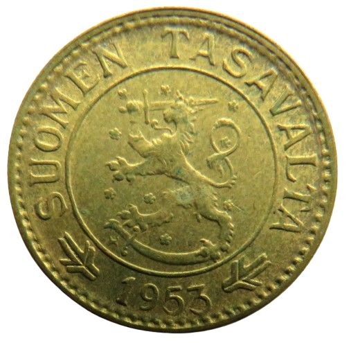 1953 Finland 10 Markkaa Coin