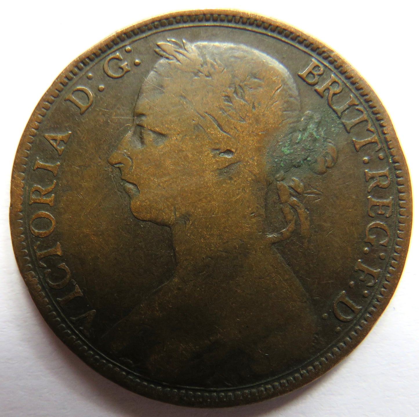 1890 Queen Victoria One Penny Coin - Great Britain