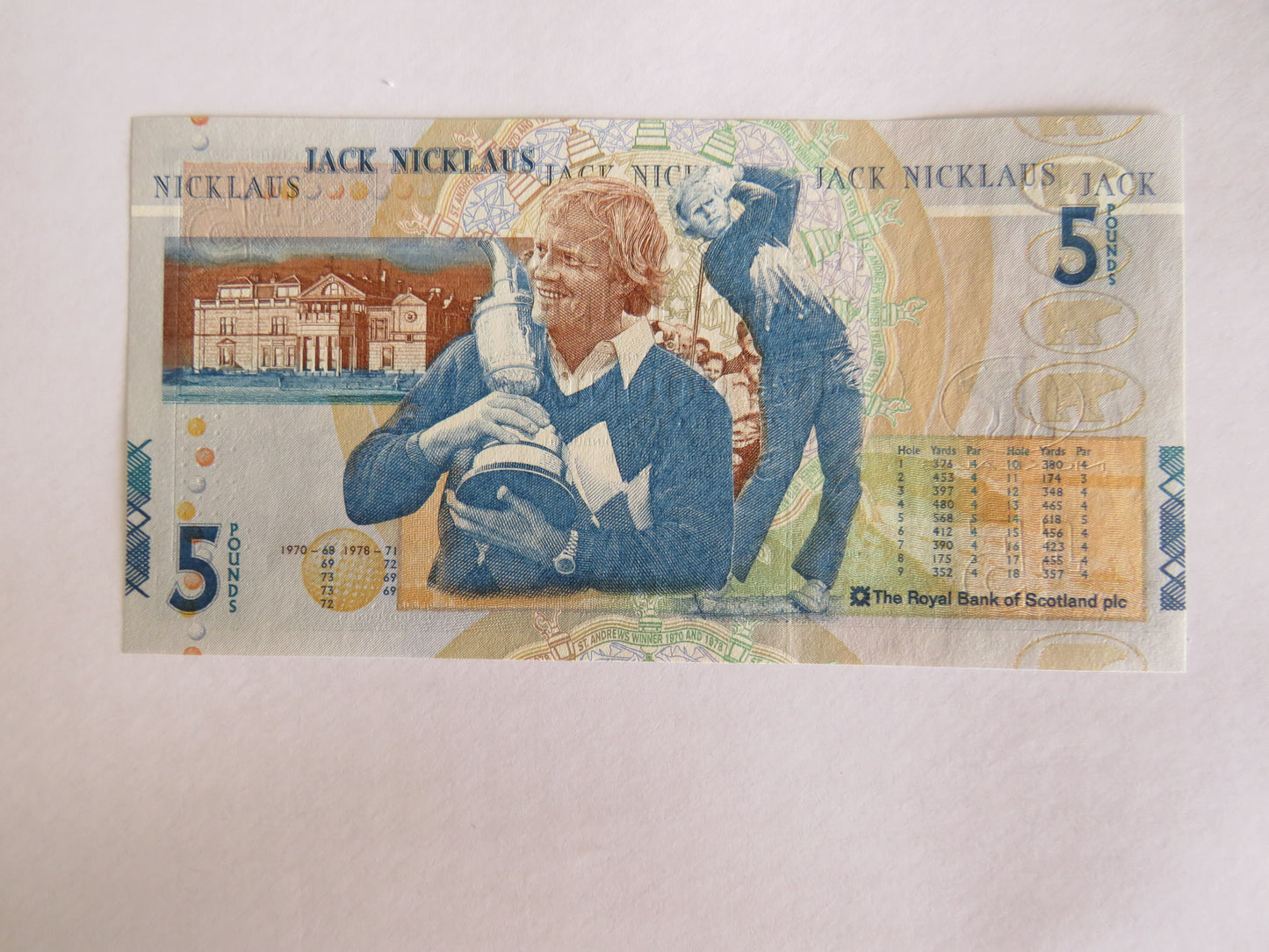 2005 The Royal Bank of Scotland £5 Five Pound Banknote Jack Nicklaus In Pack
