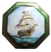 Load image into Gallery viewer, Antique Enamelled Powder Compact With Image of Ship
