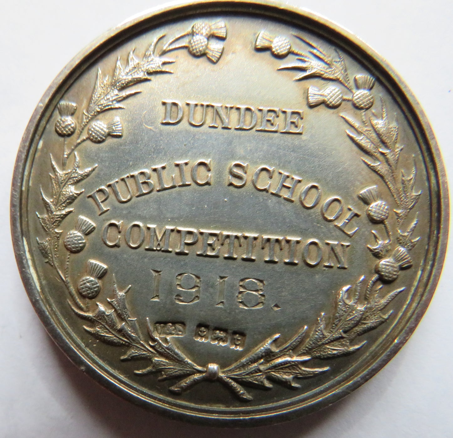 1918 Dundee Public School Sterling Silver Medal Scottish Song Prize Sir John Leng's