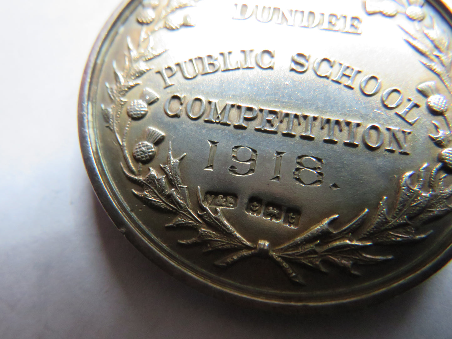 1918 Dundee Public School Sterling Silver Medal Scottish Song Prize Sir John Leng's