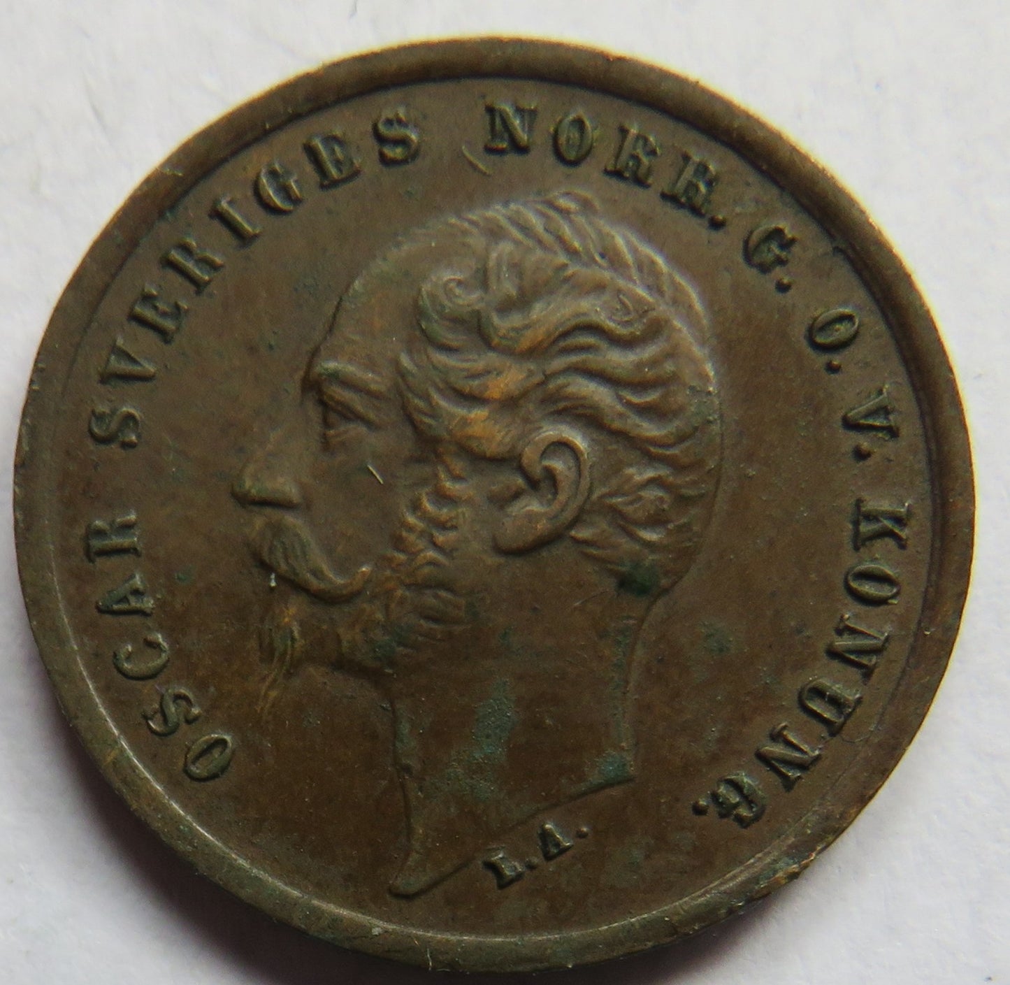 1858 Sweden 1 One Ore Coin