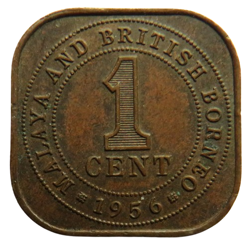 1956 Queen Elizabeth II Malaya & British Borneo One Cent Coin