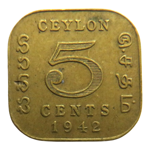 1942 King George VI Ceylon 5 Cents Coin
