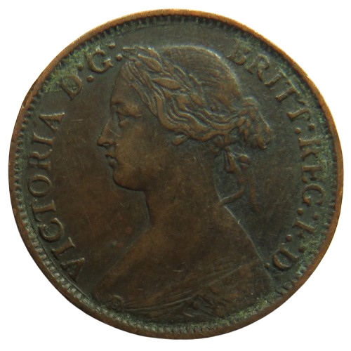 1861 Queen Victoria Bun Head Farthing Coin - Great Britain