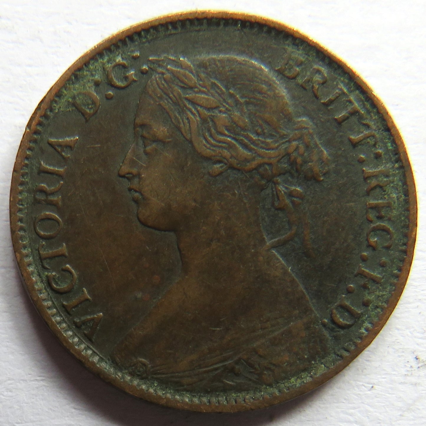 1861 Queen Victoria Bun Head Farthing Coin - Great Britain
