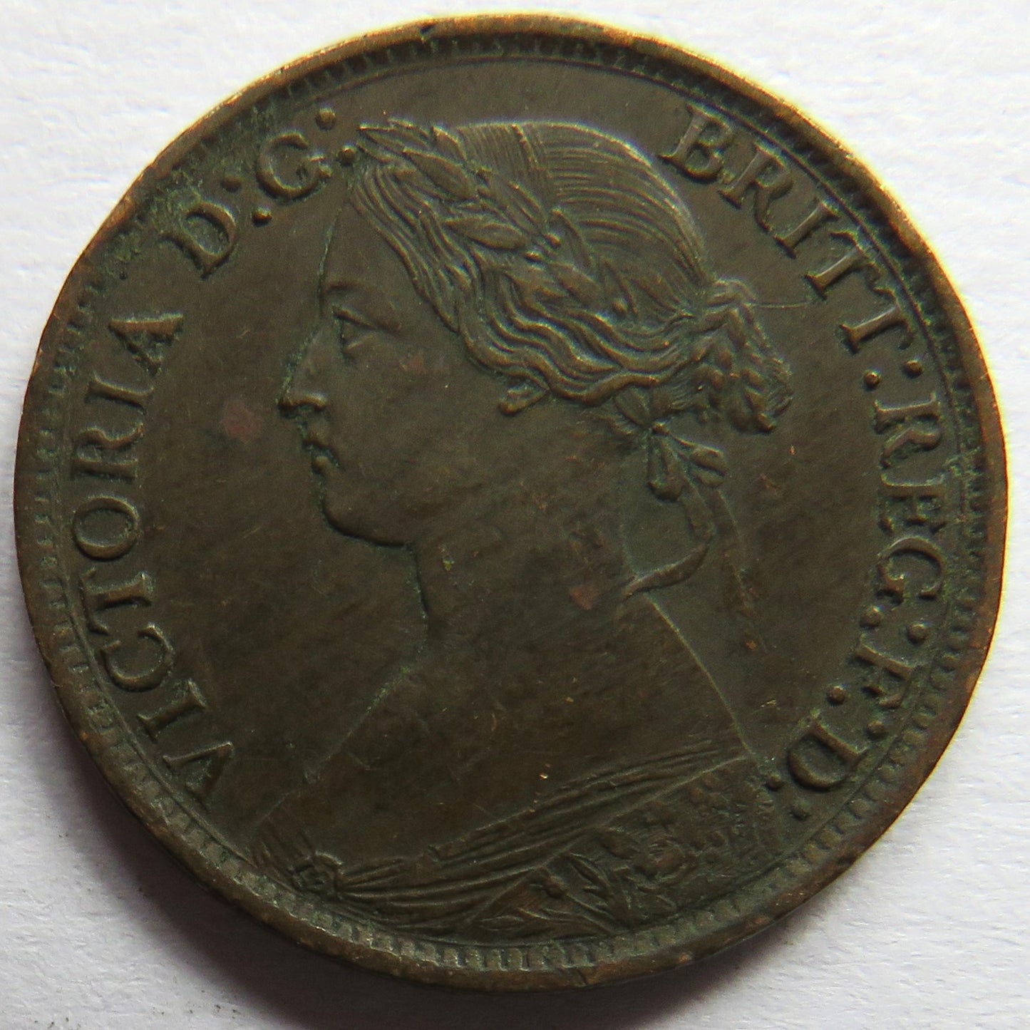 1862 Queen Victoria Bun Head Farthing Coin - Great Britain