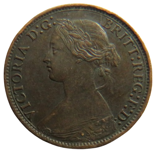 1869 Queen Victoria Bun Head Farthing Coin - Great Britain