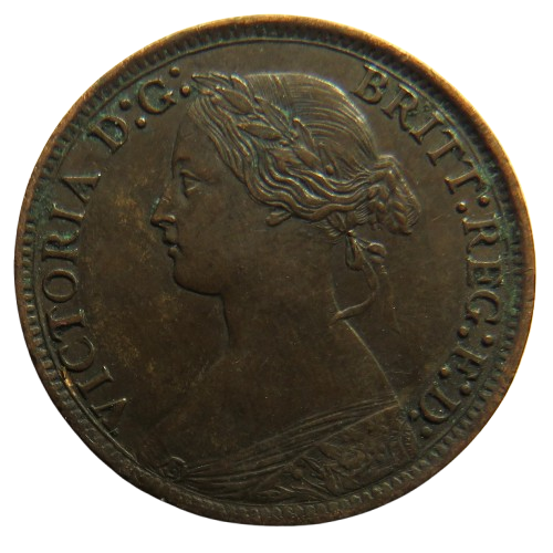 1873 Queen Victoria Bun Head Farthing Coin - Great Britain