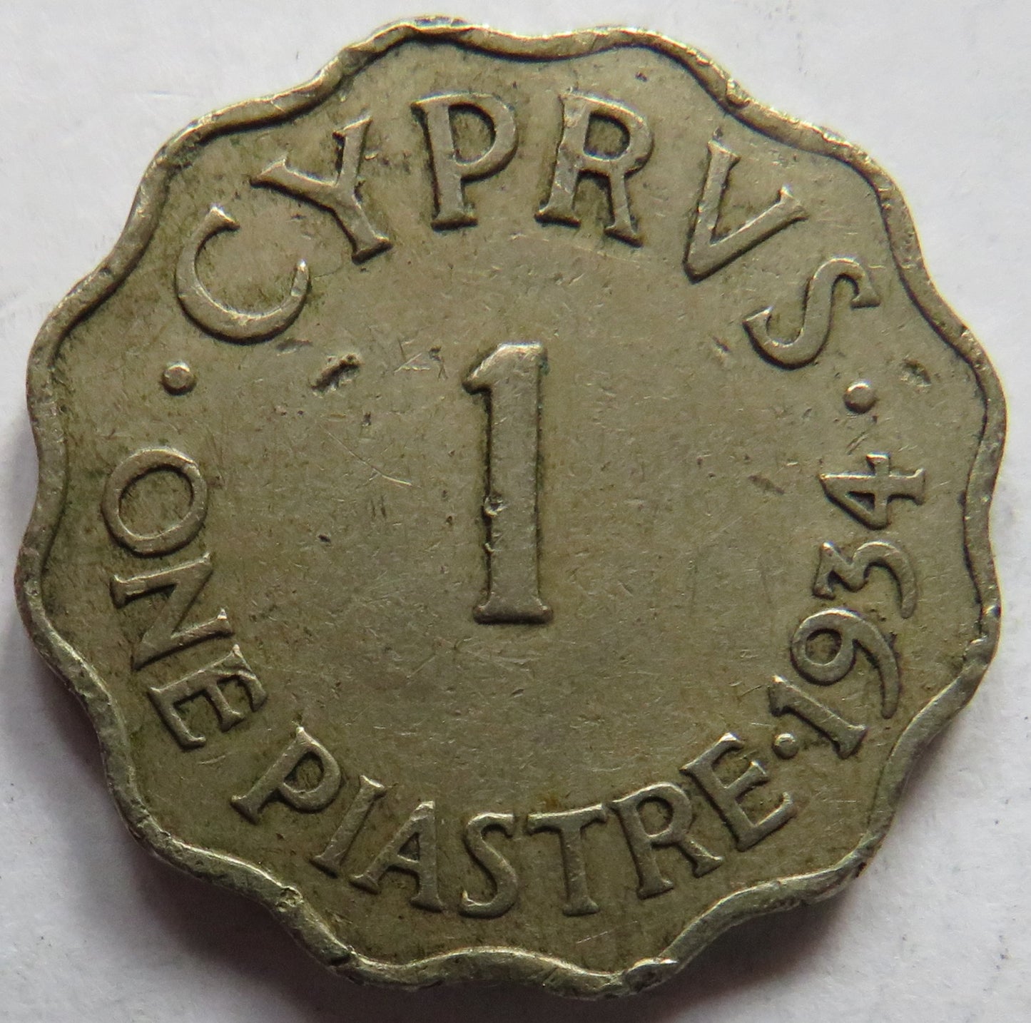 1934 King George V Cyprus One Piastre Coin