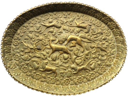 Antique Middle Eastern / African Decorative Brass Serving Plate / Tray