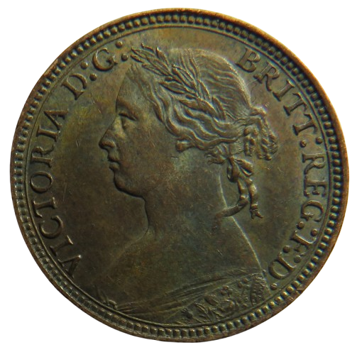 1875-H Queen Victoria Bun Head Farthing Coin In Better Grade
