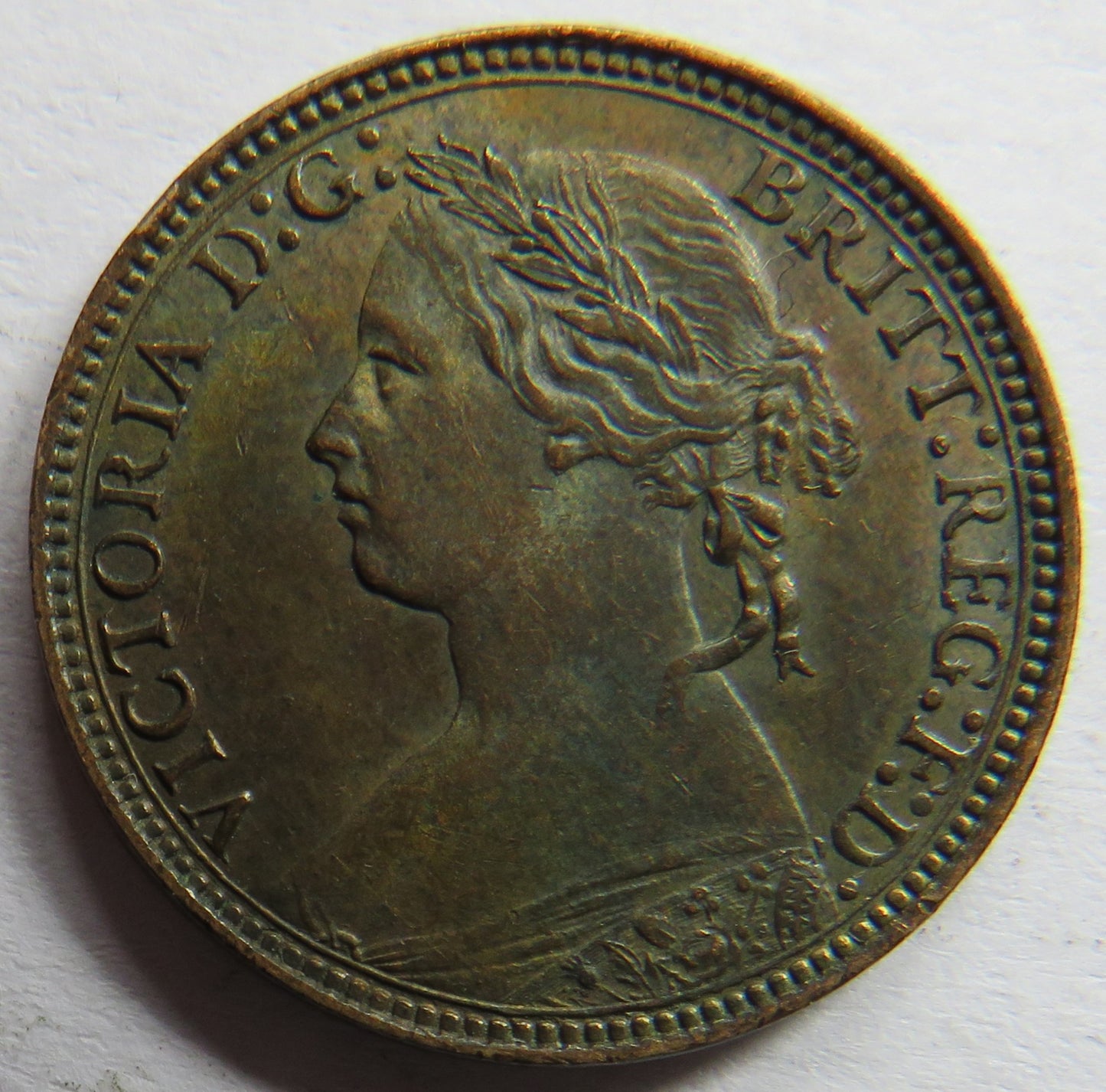 1875-H Queen Victoria Bun Head Farthing Coin In Better Grade