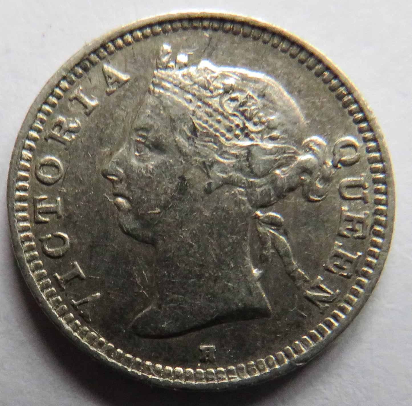 1890 Queen Victoria Hong Kong Silver 5 Cents Coin