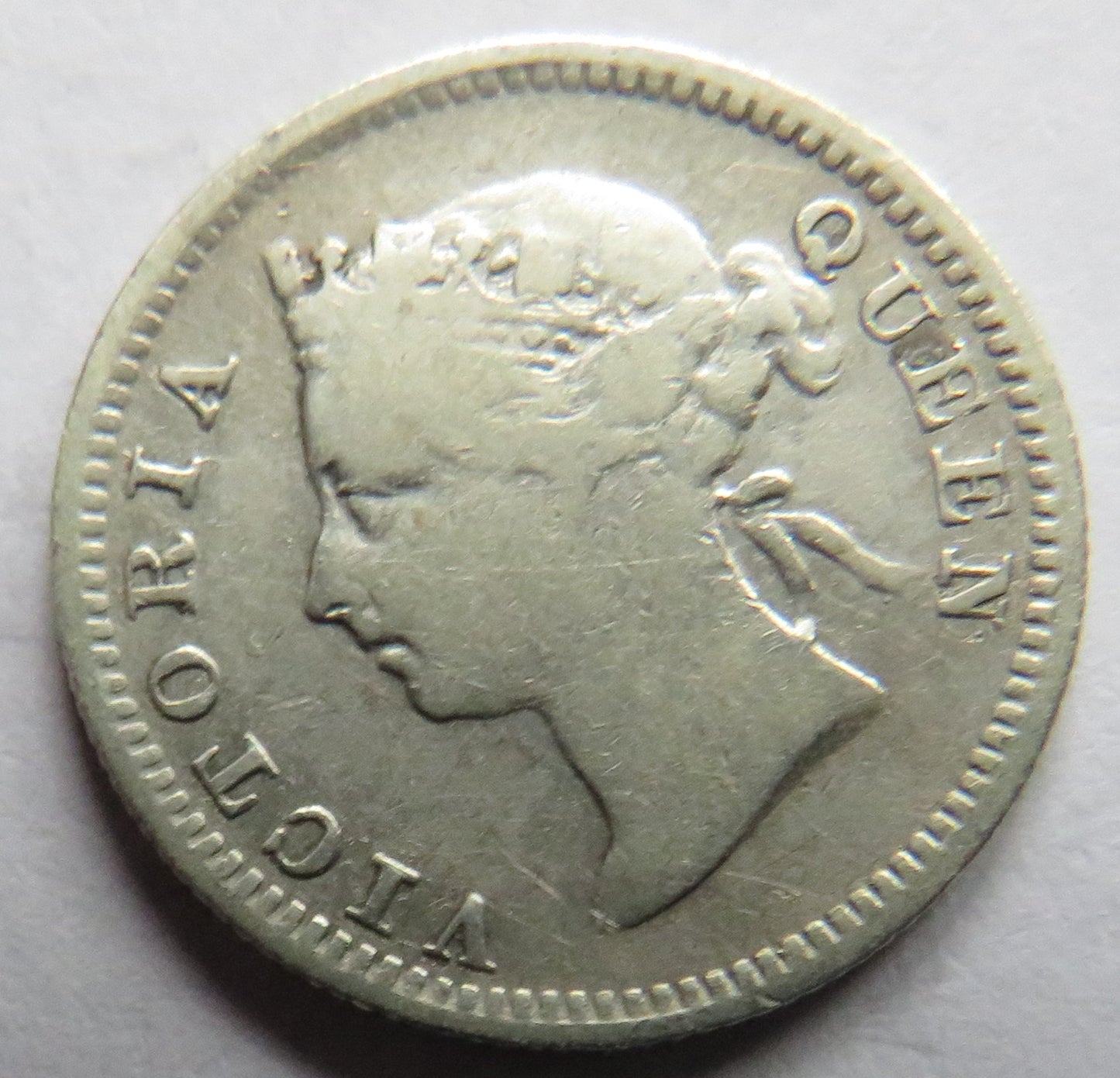 1889 Queen Victoria Hong Kong Silver 5 Cents Coin