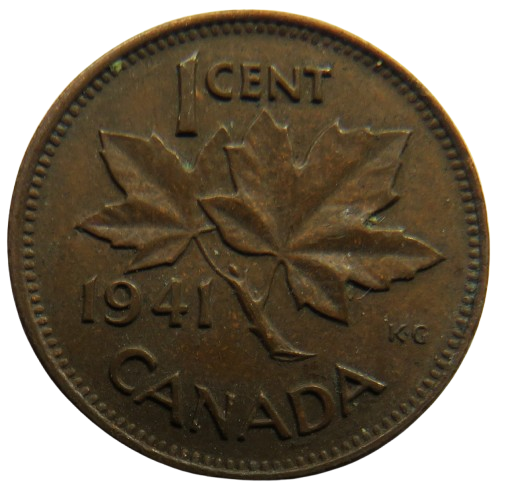 1941 King George VI Canada One Cent Coin