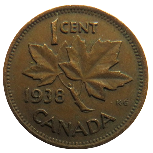 1938 King George VI Canada One Cent Coin