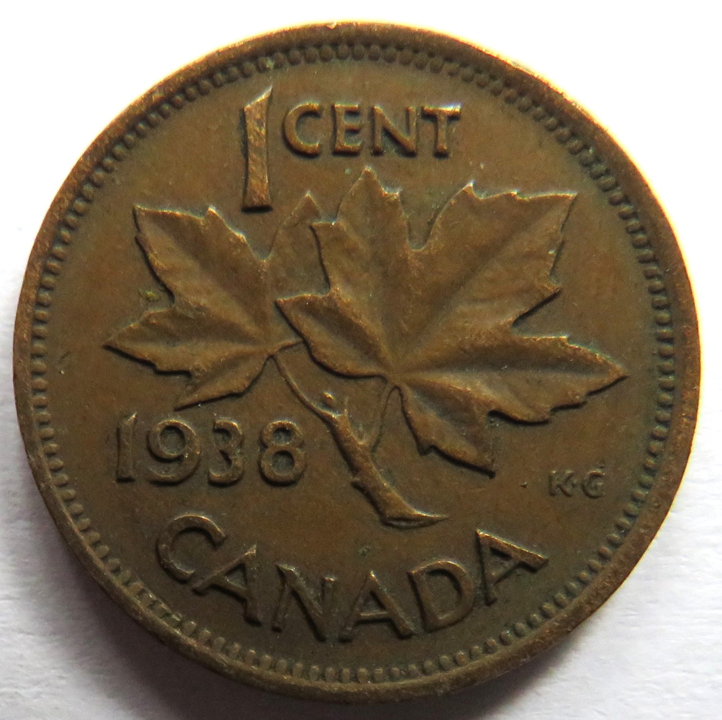 1938 King George VI Canada One Cent Coin