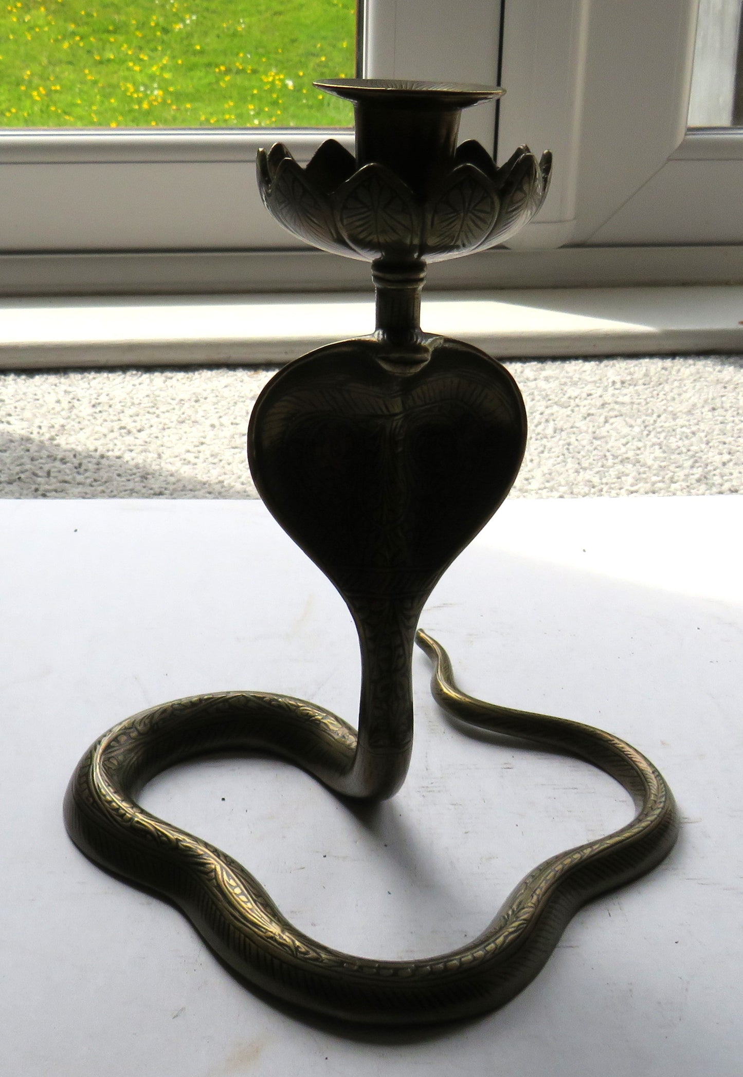 Vintage Indian Brass Cobra Candle Holder