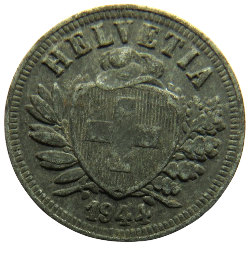 1944 Switzerland 2 Rappen Coin