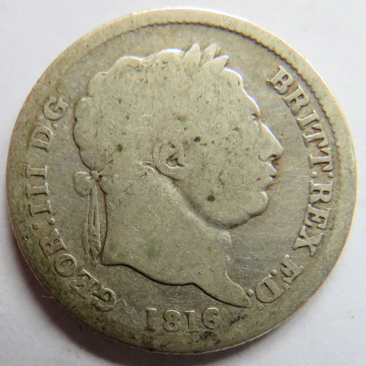1816 King George III Silver Shilling Coin - Great Britain