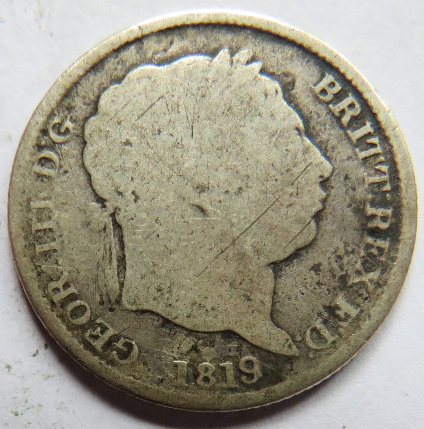 1819 King George III Silver Shilling Coin - Great Britain