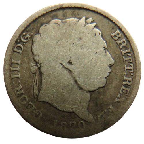 1820 King George III Silver Shilling Coin - Great Britain
