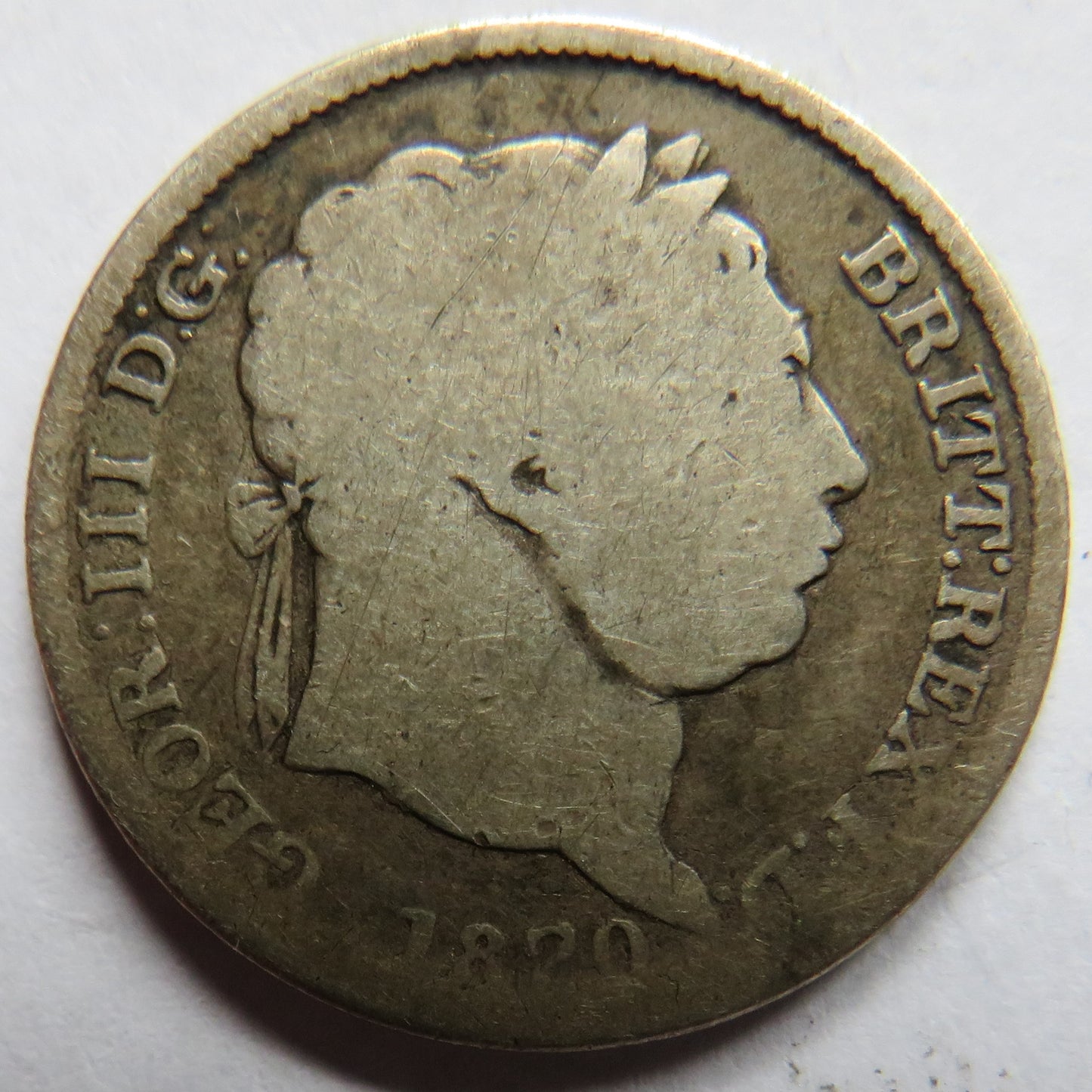 1820 King George III Silver Shilling Coin - Great Britain