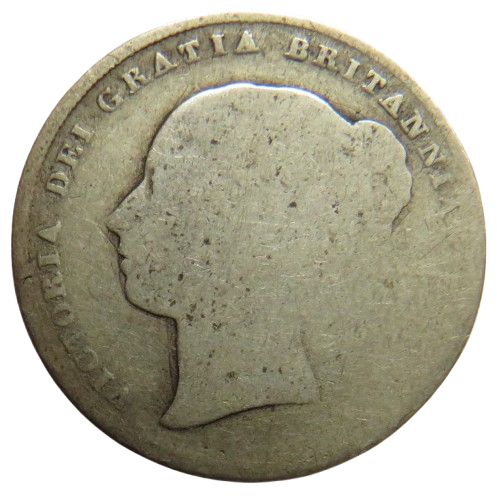 1839 Queen Victoria Young Head Silver Shilling Coin - Great Britain