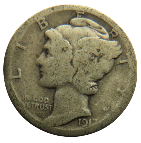1917 USA Silver Mercury Dime Coin