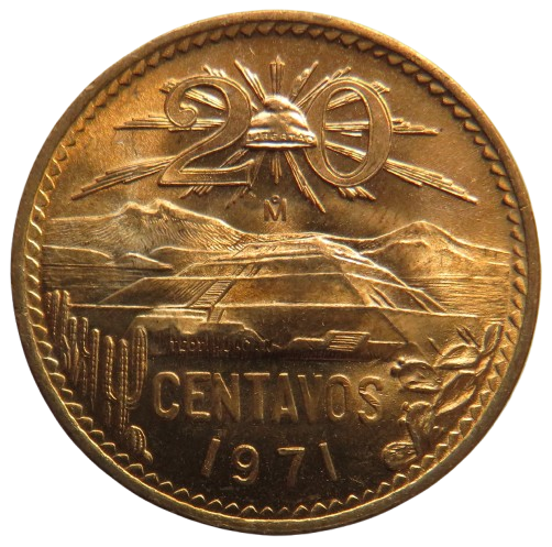 1971 Mexico 20 Centavos Coin Unc